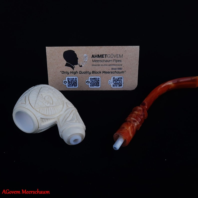 Master Mason Blue Lodge Meerschaum Pipe - Square and Compass G With Eye of Providence - Bricks Masons