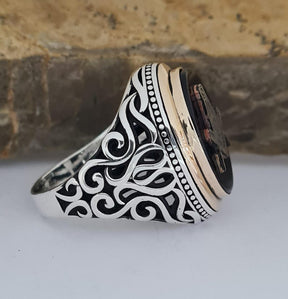 Master Mason Blue Lodge Ring - Sterling Silver Onyx - Bricks Masons