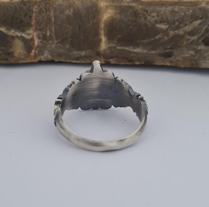 Master Mason Blue Lodge Ring - Handcrafted Sterling Silver Gothic Templar Cross - Bricks Masons