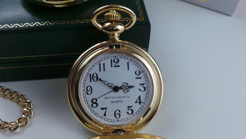 Master Mason Blue Lodge Pocket Watch - Personalised 24k Gold Clad Gift Case with Certificate - Bricks Masons