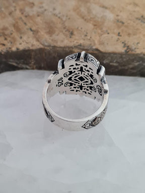 Master Mason Blue Lodge Ring - Handmade Sterling Silver Lapis Lazuli - Bricks Masons