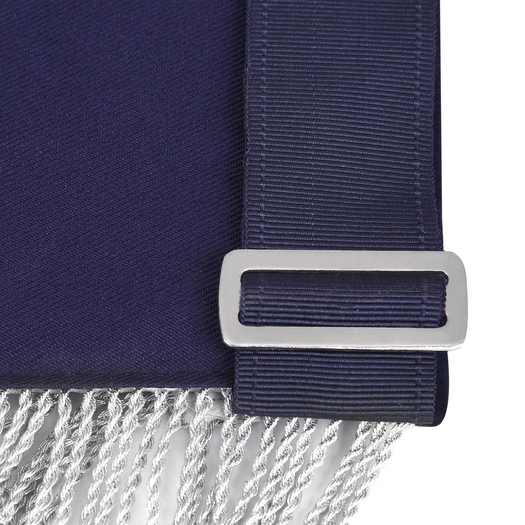 Junior Steward Blue Lodge Officer Apron - Dark Blue With Silver Hand Embroidery Bullion - Bricks Masons