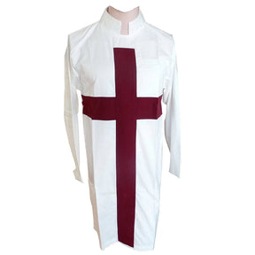 Knight Templar Priests Tunic - Maroon Cross & White - Bricks Masons