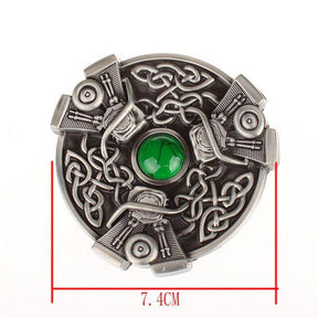 Knights Templar Belt - Celtic Knot Green Gem Black/Brown/White - Bricks Masons