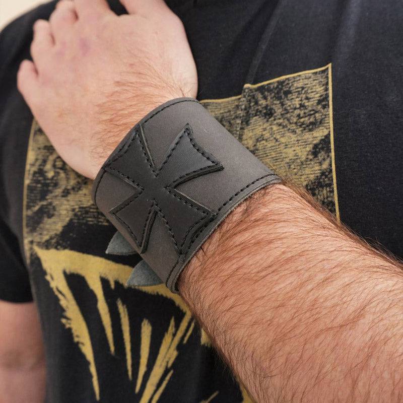 Knights Templar Bracelet - Medieval Armor Cuffs Leather (Black & Brown) - Bricks Masons