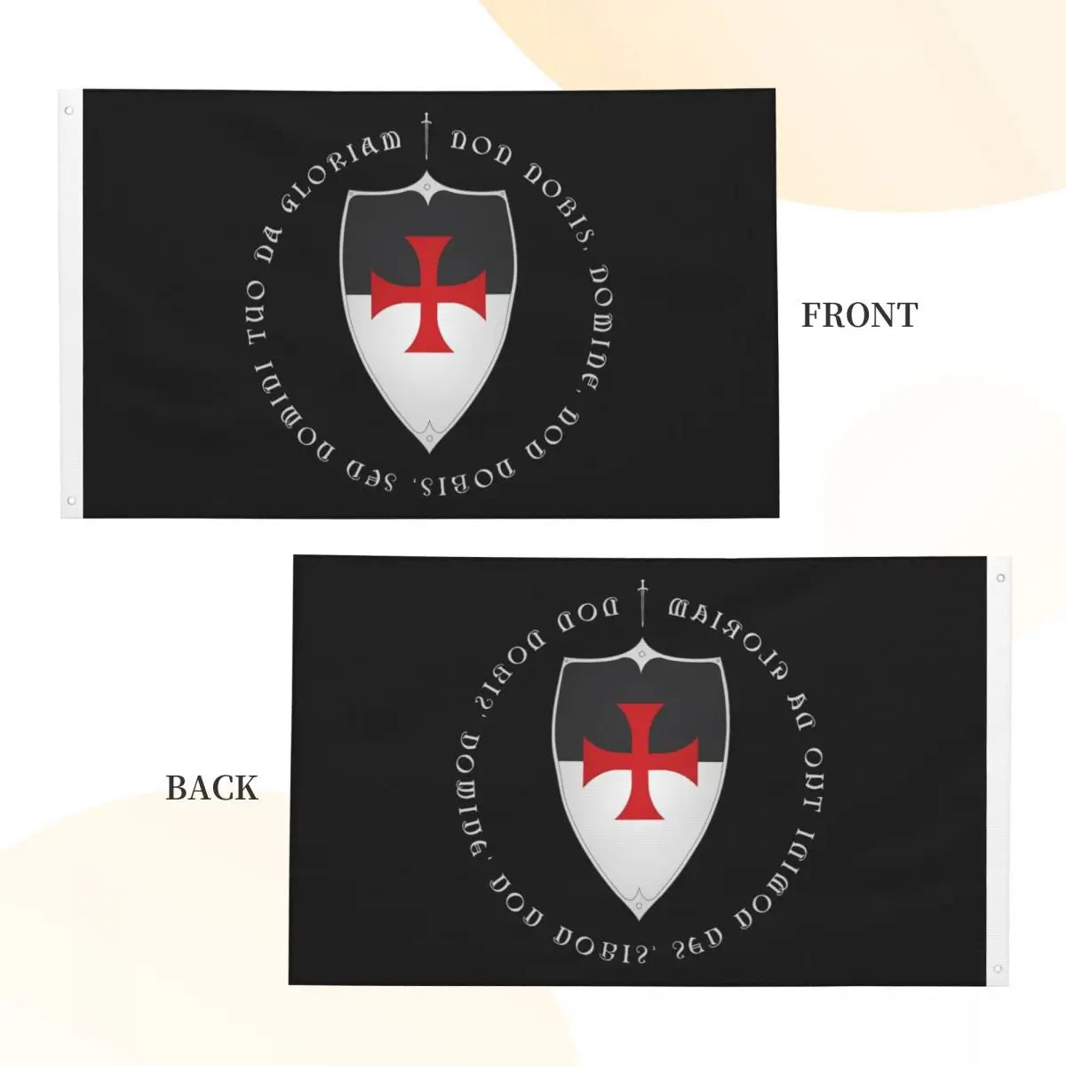 Knights Templar Flag - Crusader Motto And Cross Polyester - Bricks Masons