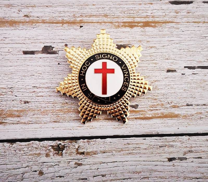 Knights Templar Lapel Pin - IN HOC SIGNO VINCES Silver - Bricks Masons