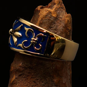 Knights Templar Ring - Blue & Gold Brass Cross - Bricks Masons