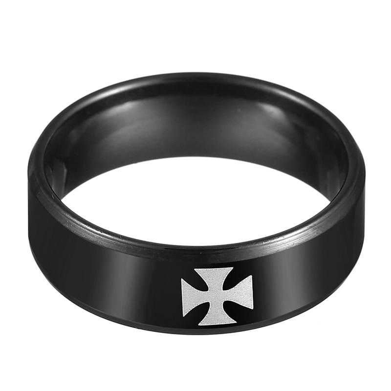 Knights Templar Ring - Cross Black Band - Bricks Masons