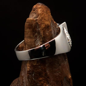 Knights Templar Ring - Flag of Sweden Yellow Cross on Blue Sterling Silver - Bricks Masons