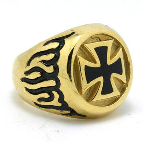 Knights Templar Ring - Retro Vintage - Gold - Bricks Masons