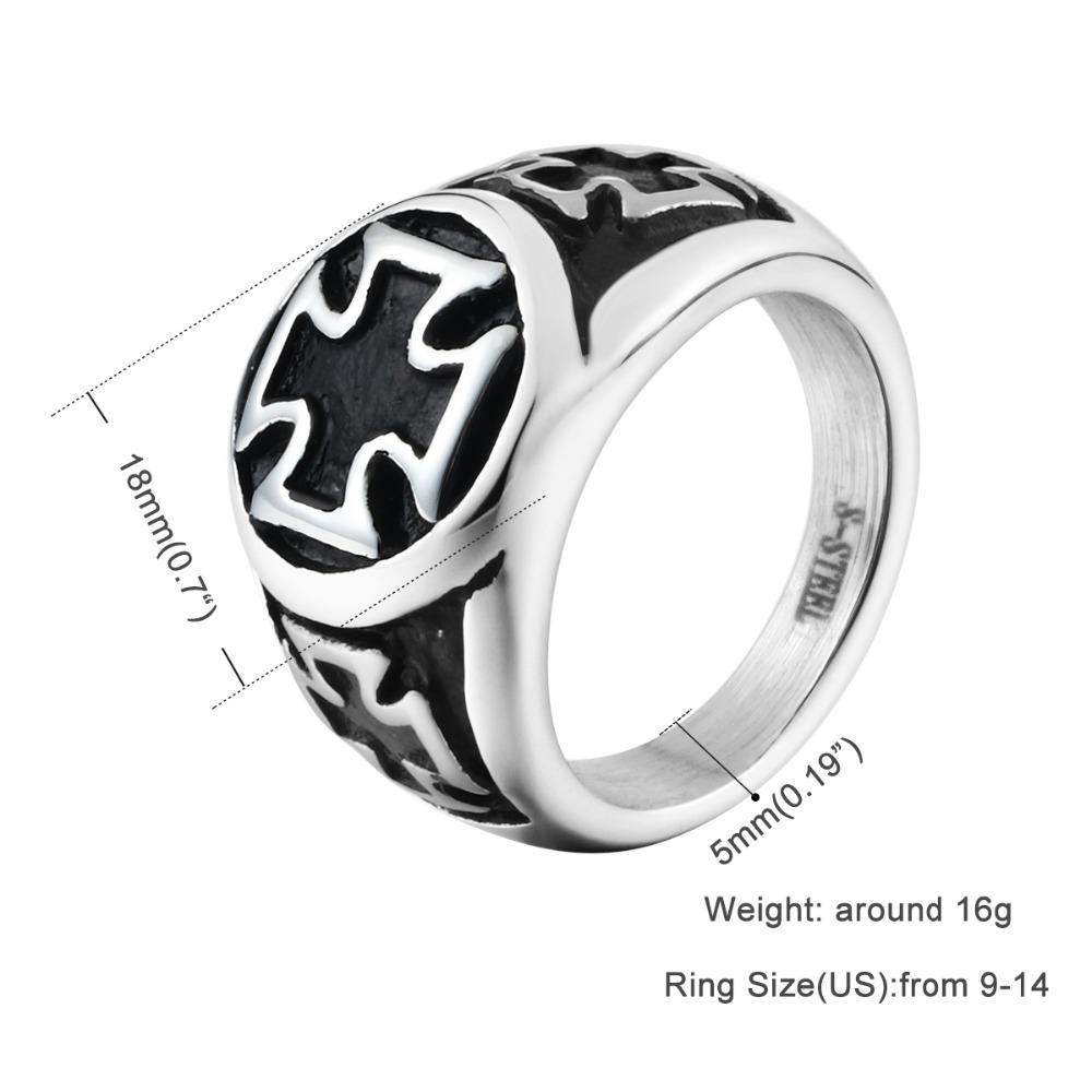 Knights Templar Ring - Silver Black Tone Cross - Bricks Masons