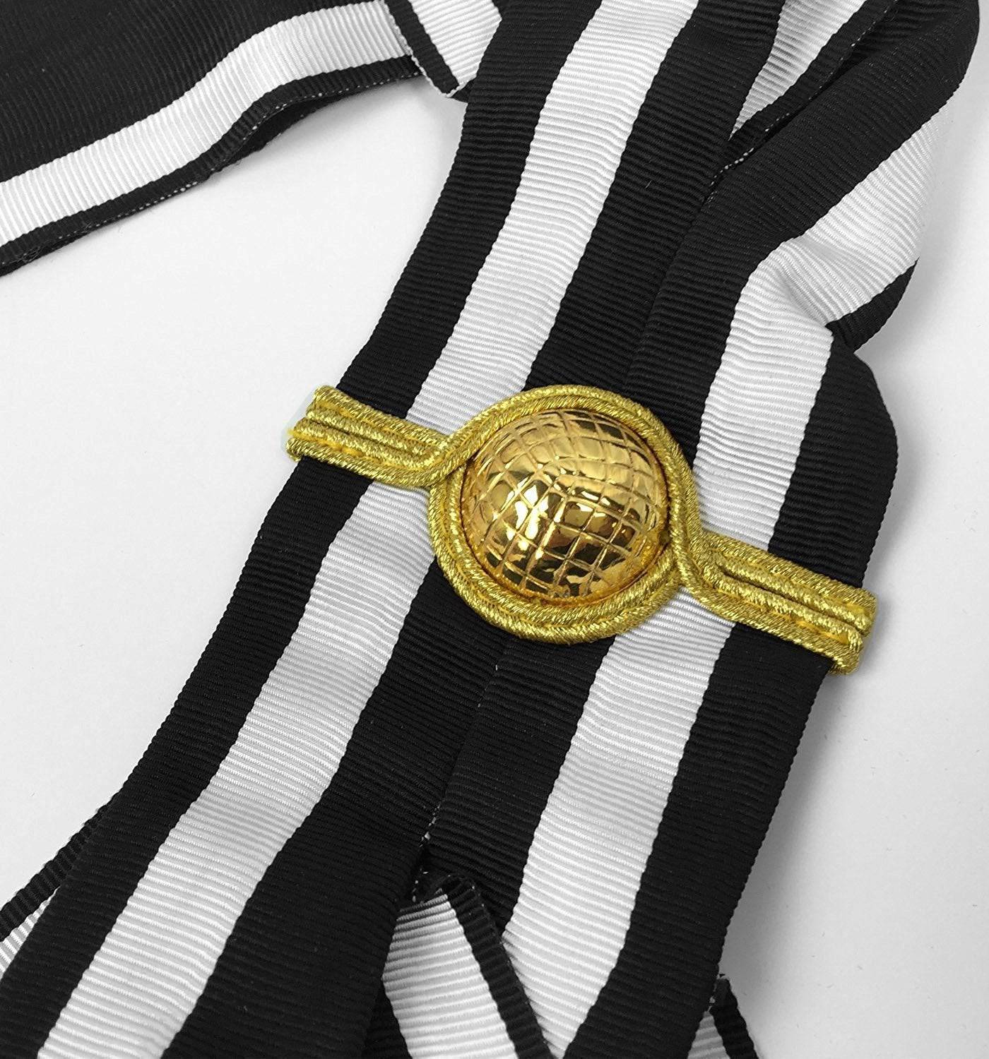Knights Templar English Regulation Sash - Black and White Moire - Bricks Masons