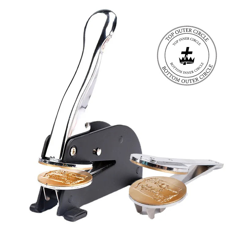 Knights Templar Commandery Desktop Seal Press - Stainless Steel With Black Customizable - Bricks Masons