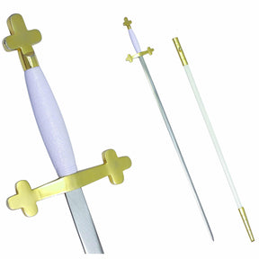 Knights Templar Sword - with White Hilt and White Scabbard - Bricks Masons
