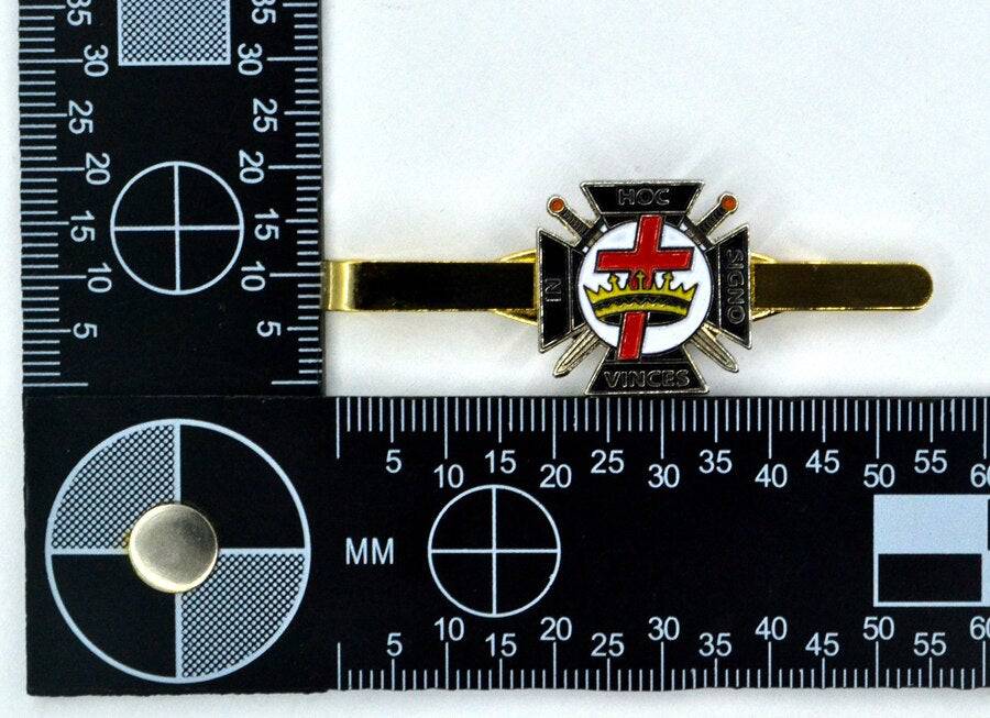 Knights Templar Tie Bar - Classic Cross Crown Gold - Bricks Masons