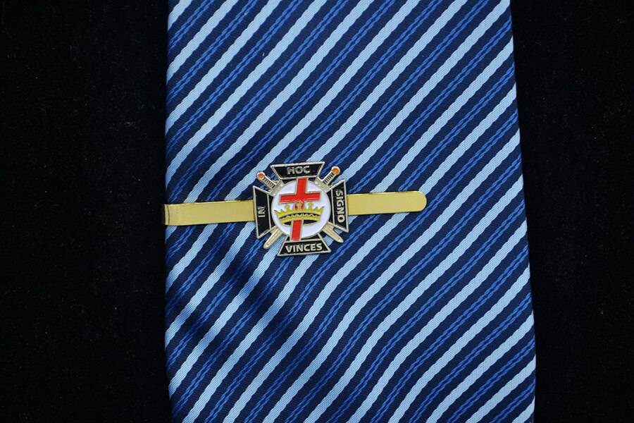 Knights Templar Tie Bar - Classic Cross Crown Gold - Bricks Masons
