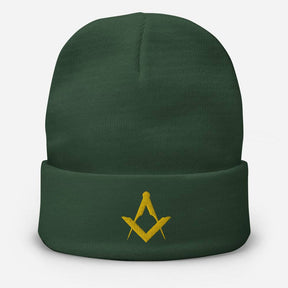 Master Mason Blue Lodge Beanie - Square and Compass Golden Embroidery