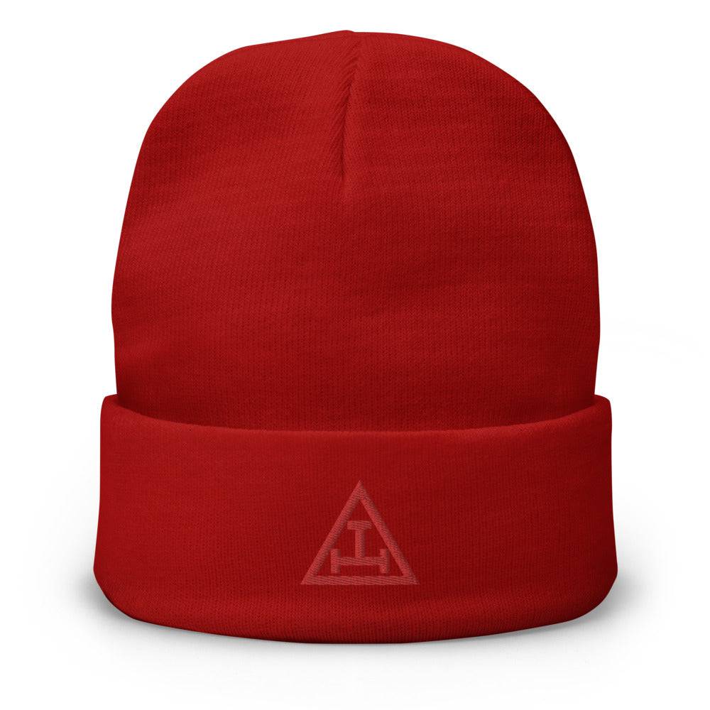 Royal Arch Chapter Beanie - Red Tripe Tau Embroidery