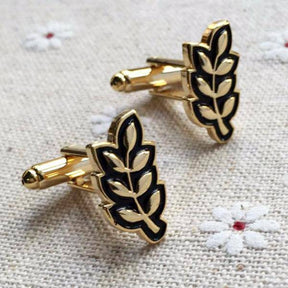 Masonic Cufflink - Sprig of Acacia Hiram Abiff Leaf - Bricks Masons