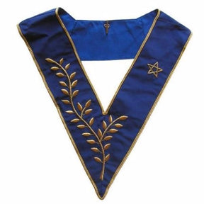 Thrice Powerful Master Scottish Rite Collar - Blue Moire Hand Embroidery