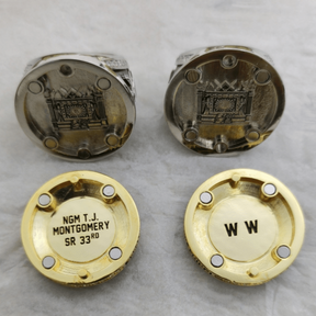 Master Mason Blue Lodge Ring - Sterling Silver 18k Yellow Gold Plated Face - Bricks Masons