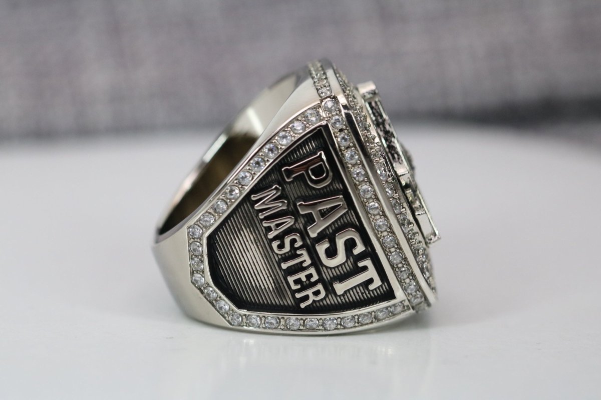 Past Master Blue Lodge Ring - Sterling Silver With Rhinestones - Bricks Masons