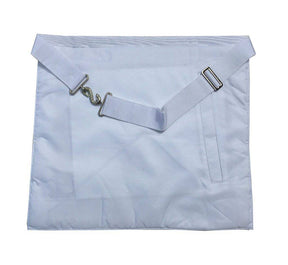 Master Mason Blue Lodge Apron - White Moire Ribbon with Silver Hand Embroidery - Bricks Masons