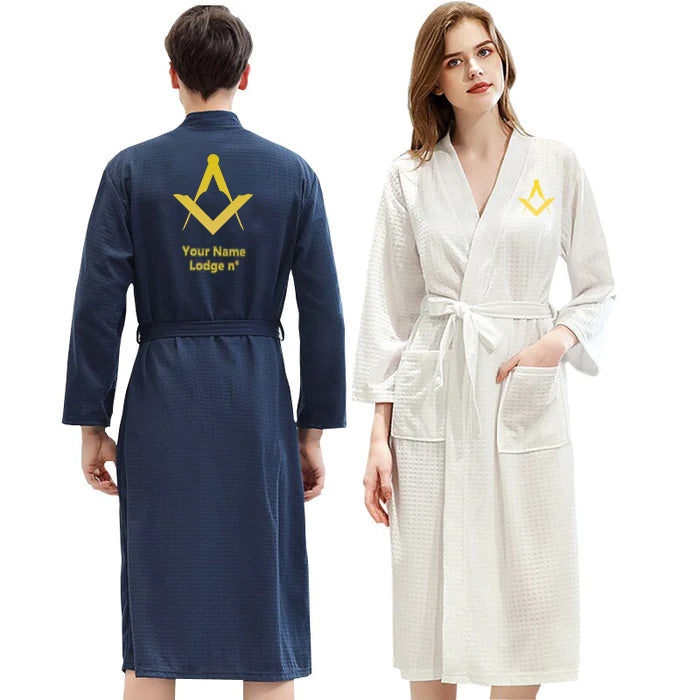 Master Mason Blue Lodge Bathrobe - Various Colors - Bricks Masons