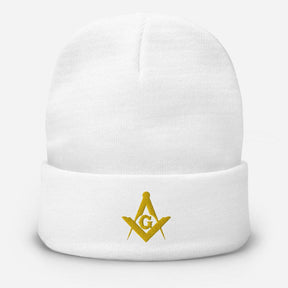 Master Mason Blue Lodge Beanie - Square and Compass G Golden Embroidery - Bricks Masons
