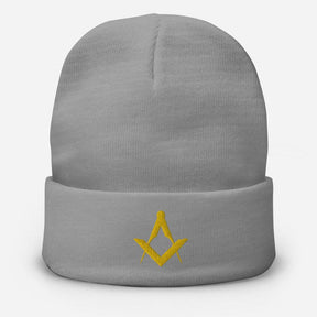 Master Mason Blue Lodge Beanie - Square and Compass Golden Embroidery - Bricks Masons