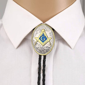 Master Mason Blue Lodge Bolo Tie - Square and Compass With G - Bricks Masons