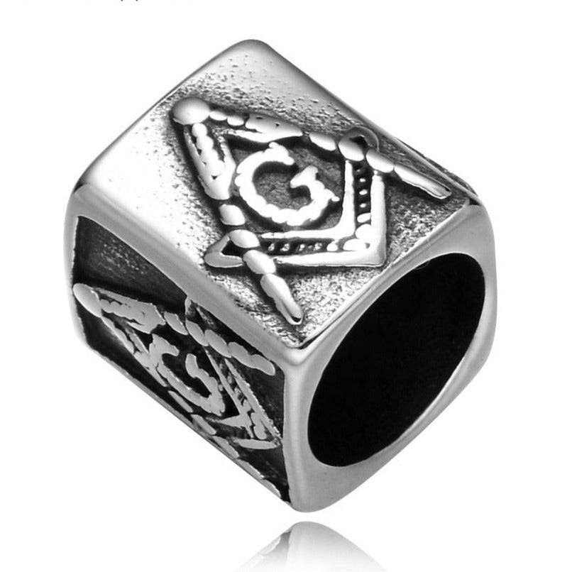 Master Mason Blue Lodge Bracelet - Square and Compass G 316L Stainless Steel Bead for (5 pieces) - Bricks Masons