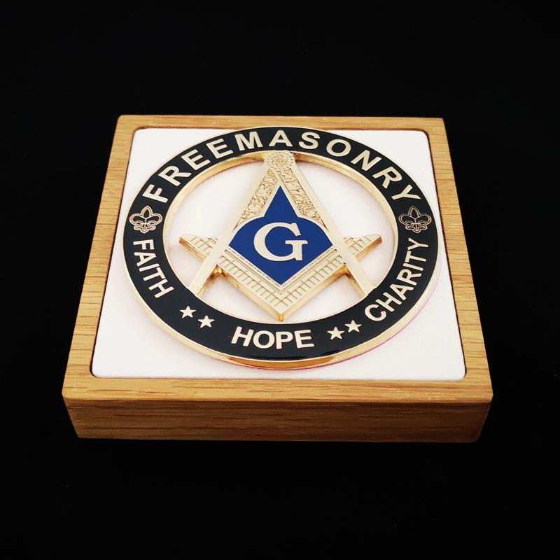 Master Mason Blue Lodge Car Emblem - 3'' FAITH HOPE CHARITY - Bricks Masons