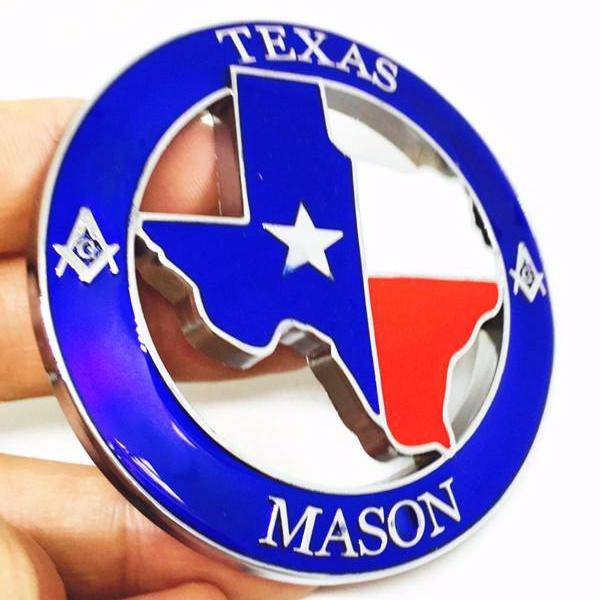 Master Mason Blue Lodge Car Emblem - TEXAS MASON Medallion - Bricks Masons