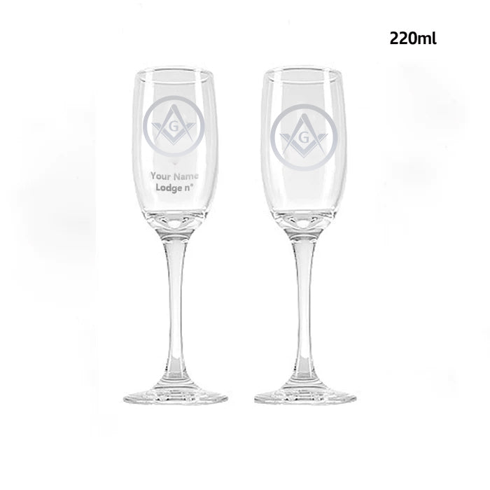Master Mason Blue Lodge Champagne Flute - 2 Pieces Set - Bricks Masons