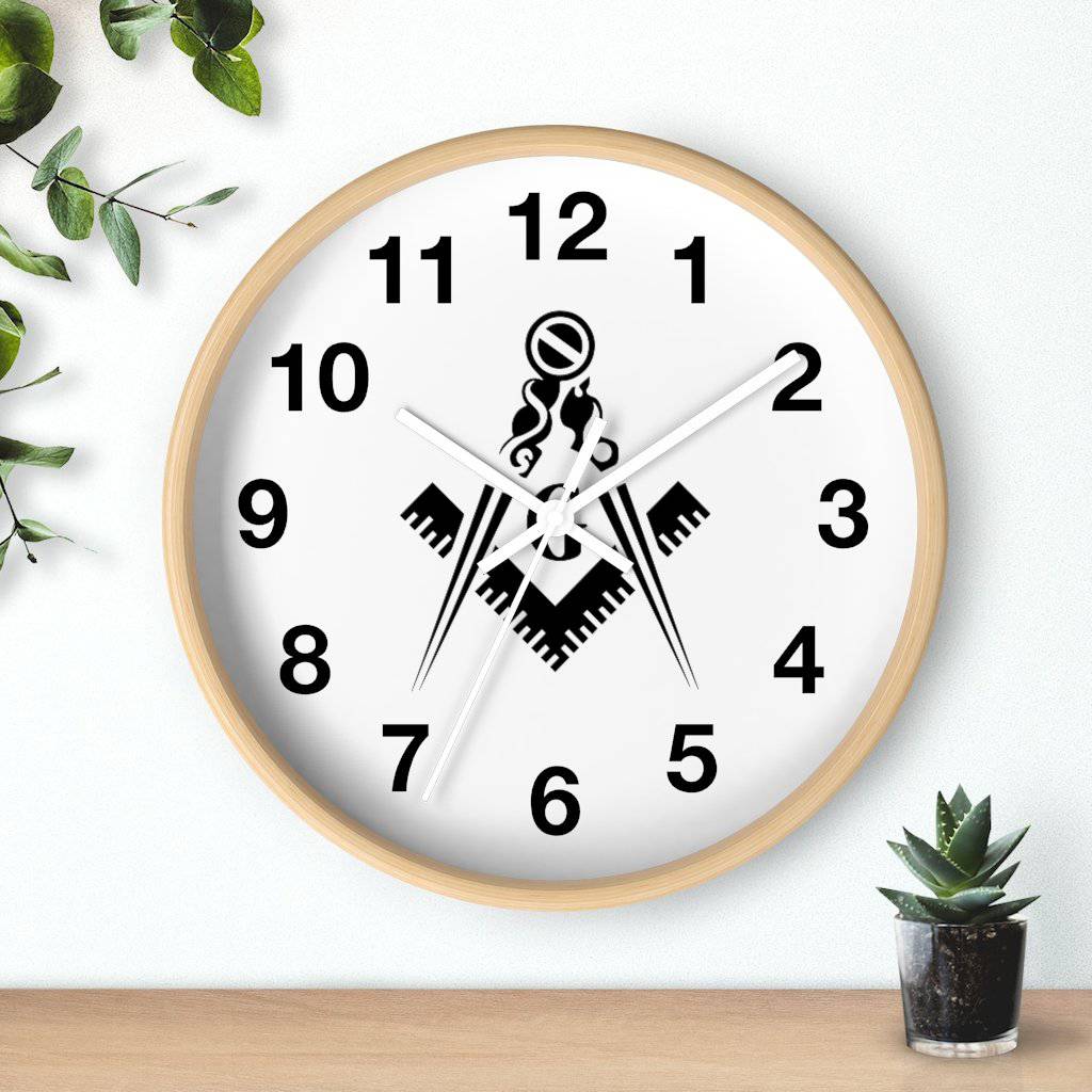 Master Mason Blue Lodge Clock - Square & Compass G - Bricks Masons