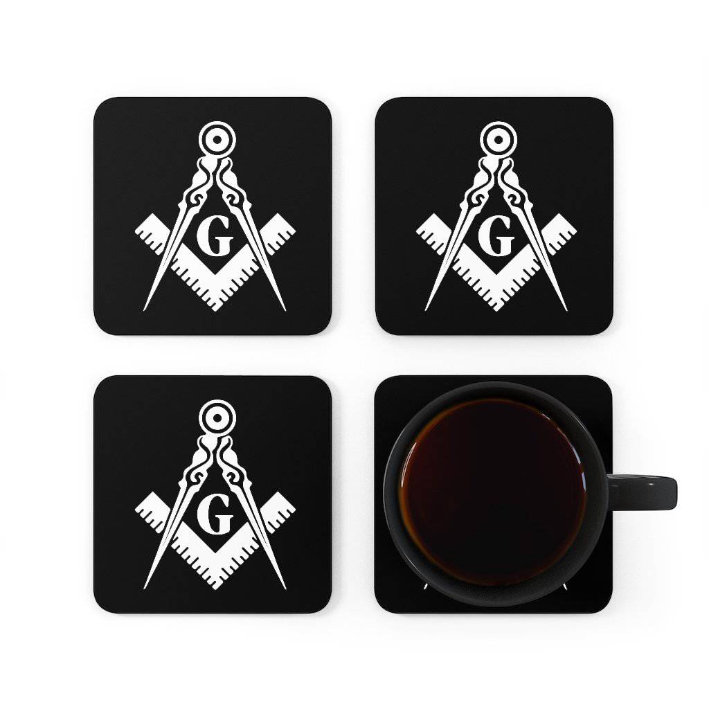 Master Mason Blue Lodge Coaster - Black Square & Compass G - Bricks Masons