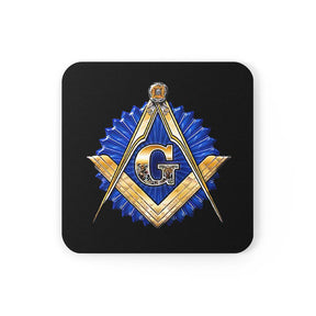 Master Mason Blue Lodge Coaster - Golden Square & Compass G - Bricks Masons