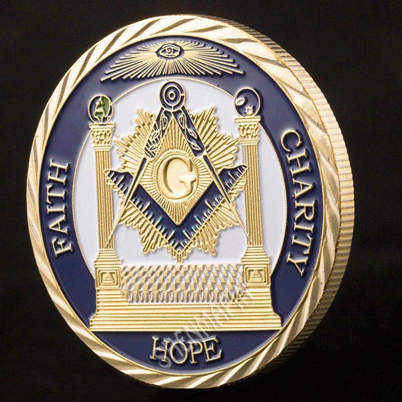 Master Mason Blue Lodge Coin - Faith Hope Charity Making Good Men Better Gold - Bricks Masons