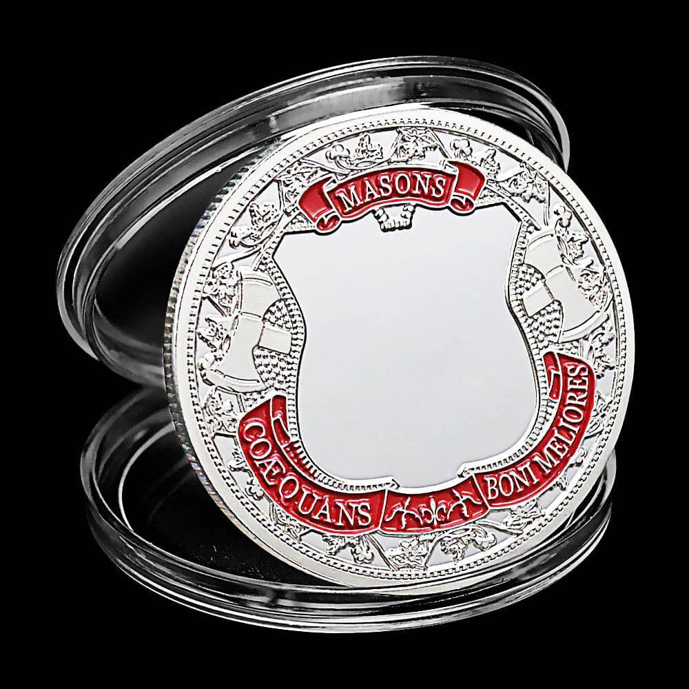 Master Mason Blue Lodge Coin - Fraternal Order of Freemasons Metal Plated - Bricks Masons