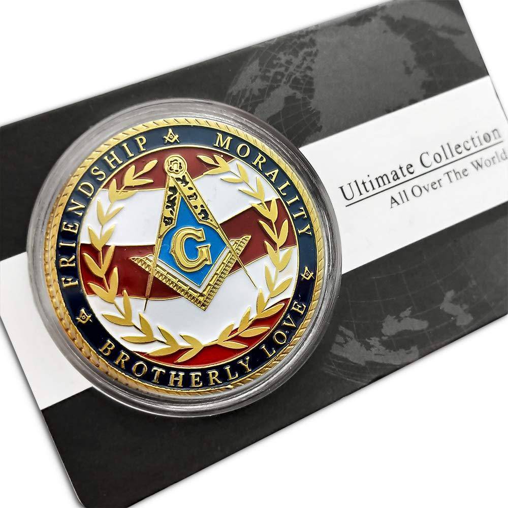 Master Mason Blue Lodge Coin - US Veteran Military Navy Marine Corps Air Force Army Coast Guard - Bricks Masons