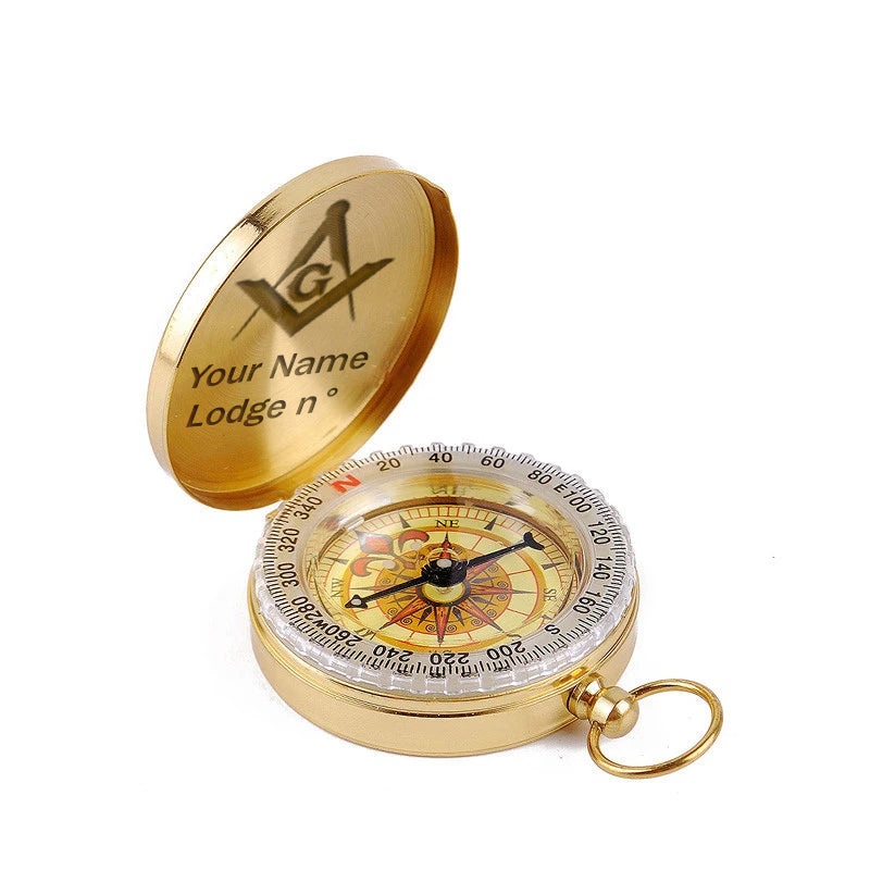 Master Mason Blue Lodge Compass - Gold Plating With Personalization - Bricks Masons