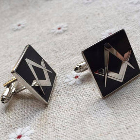 Master Mason Blue Lodge Cufflink - Silver & Black - Bricks Masons