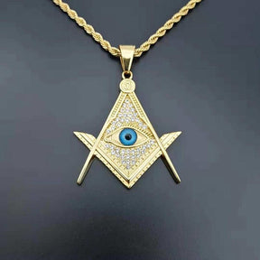Master Mason Blue Lodge Necklace - Gold Stainless Steel - Bricks Masons