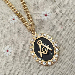 Master Mason Blue Lodge Necklace - Square and Compass G Zirconia - Bricks Masons