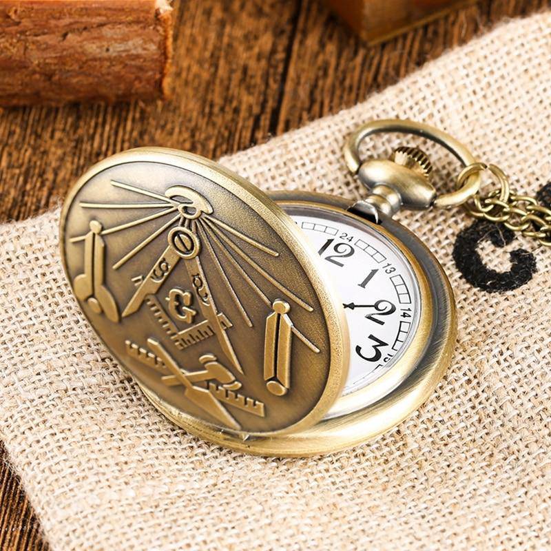 Master Mason Blue Lodge Pocket Watch - Square and Compass G - Bricks Masons