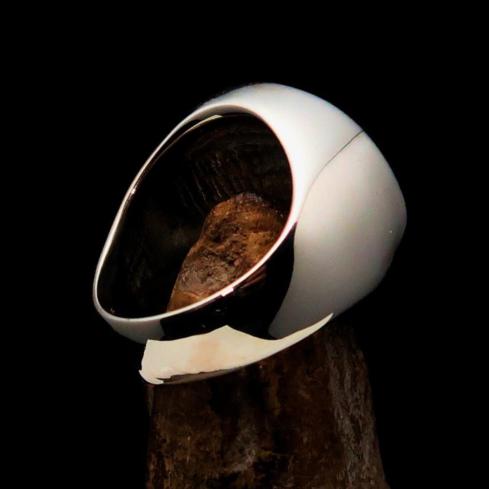 Master Mason Blue Lodge Ring - Blue Sterling Silver With Skull Square and Compass - Bricks Masons