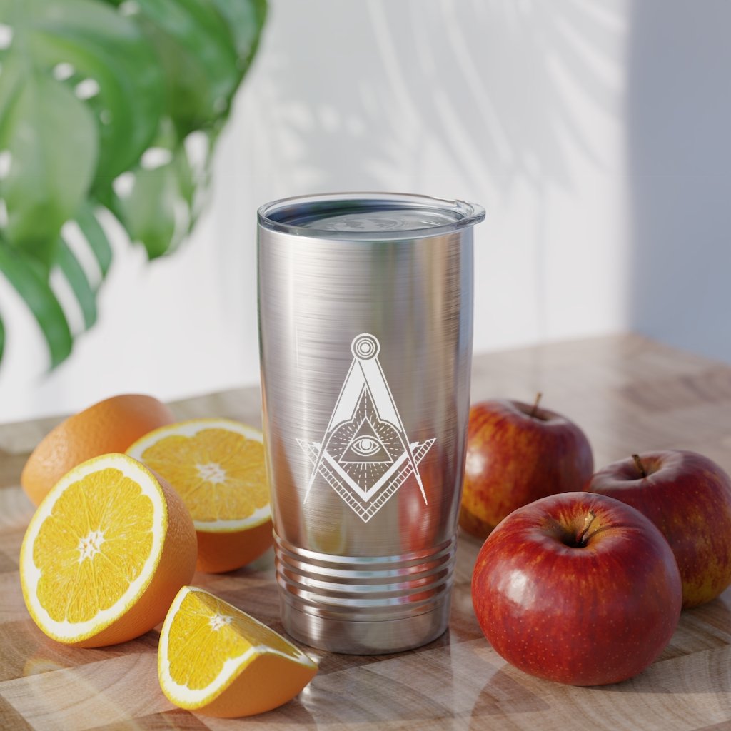Master Mason Blue Lodge Ringneck Tumbler - Square & Compass All Seeing Eye - Bricks Masons