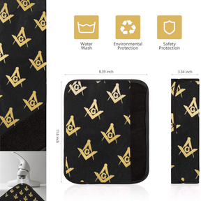 Master Mason Blue Lodge Seatbelt Cover - White & Gold - Bricks Masons